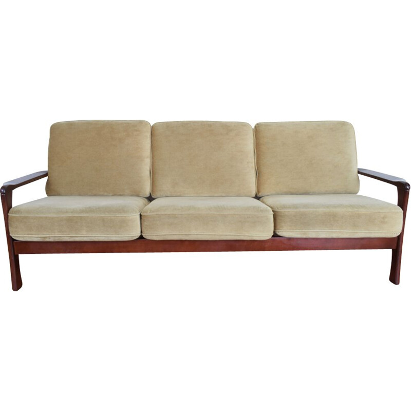 Vintage Danish 3-seater sofa in beech wood