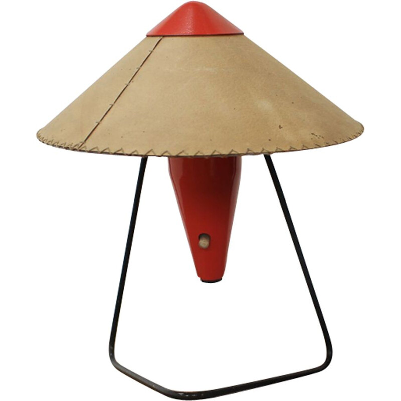 Vintage Czech red table lamp by Helena Frantová