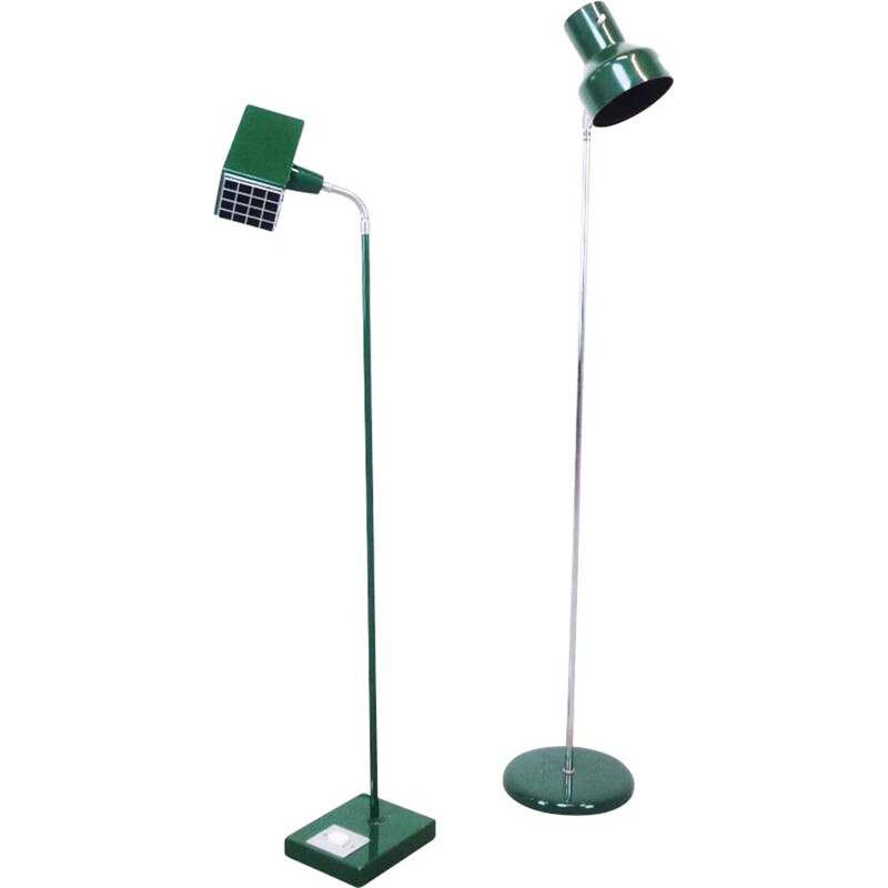 Set of 2 vintage Scandinavian green floor lamps
