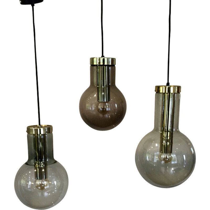 Set of 3 vintage pendant lamps by Raak