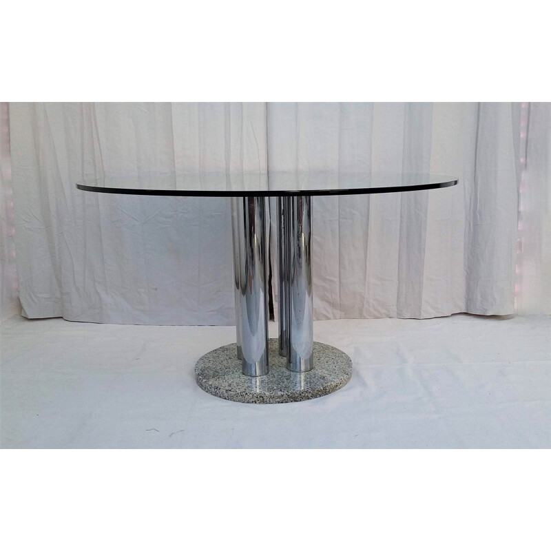 Table ronde vintage italien en verre