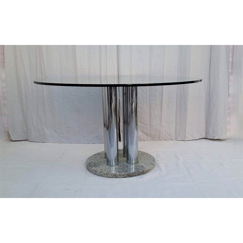 Vintage Italian round dining table in glass