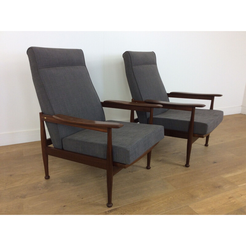 Suite de 2 fauteuils vintage gris par Guy Rogers