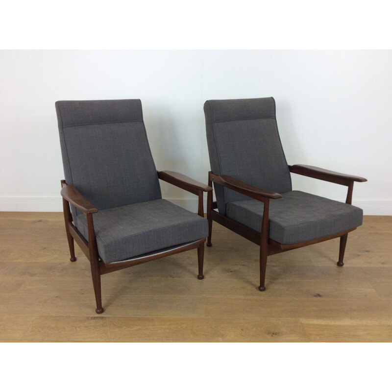 Set of 2 vintage grey armchairs by Guy Rogers