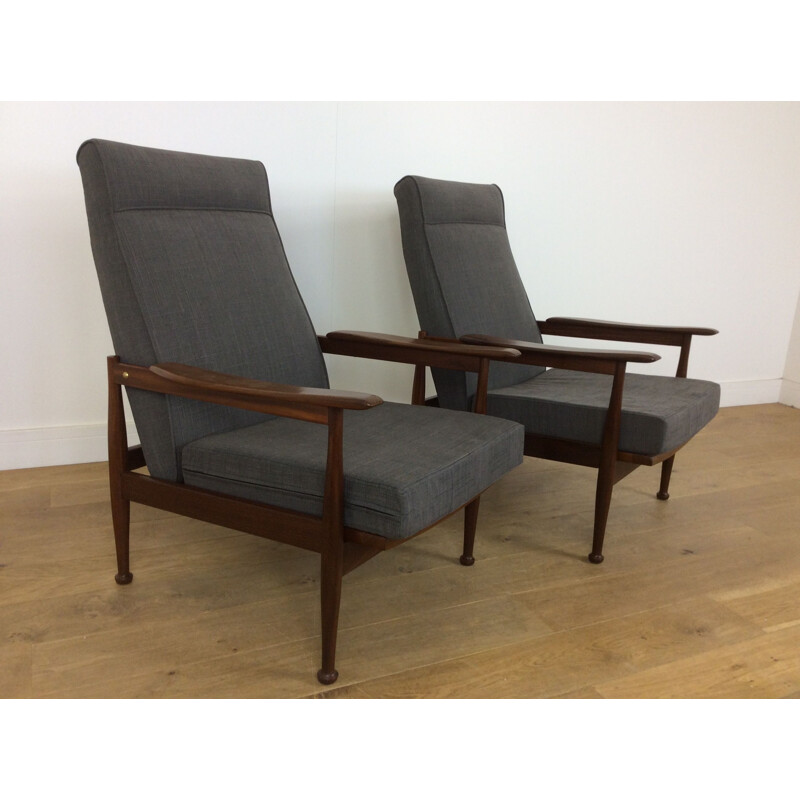 Set of 2 vintage grey armchairs by Guy Rogers