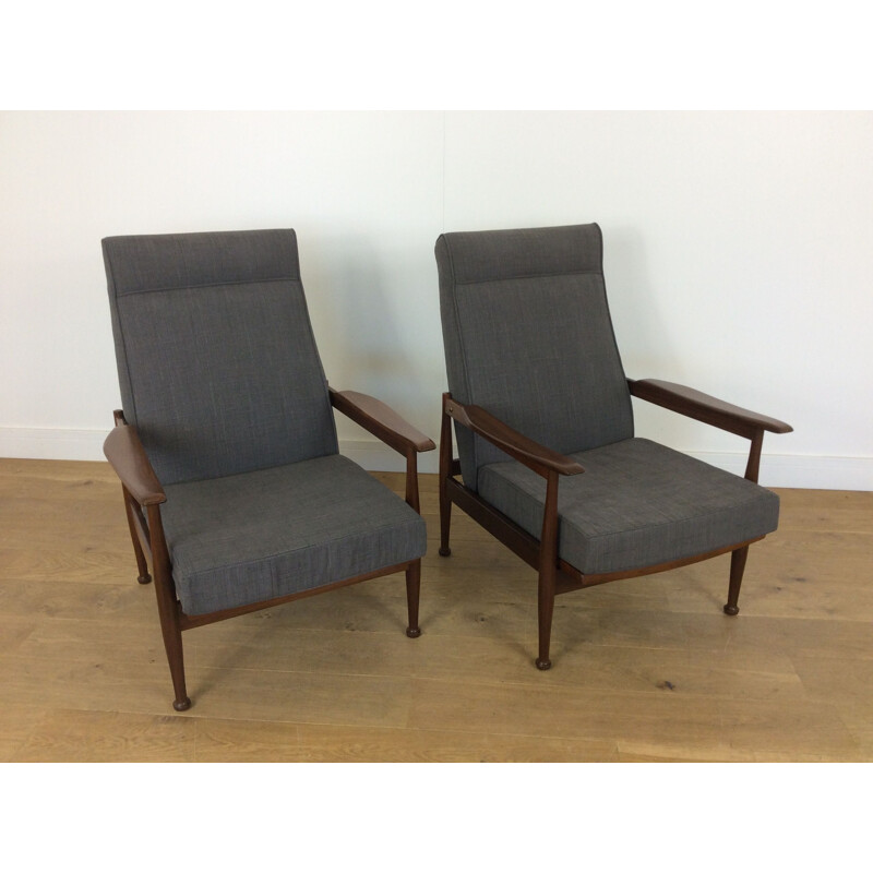 Suite de 2 fauteuils vintage gris par Guy Rogers