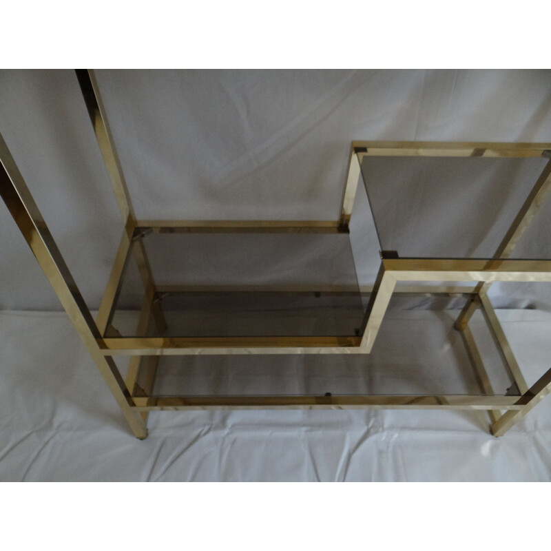 Vintage bookcase in glass and brass
