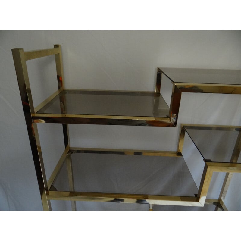 Vintage bookcase in glass and brass