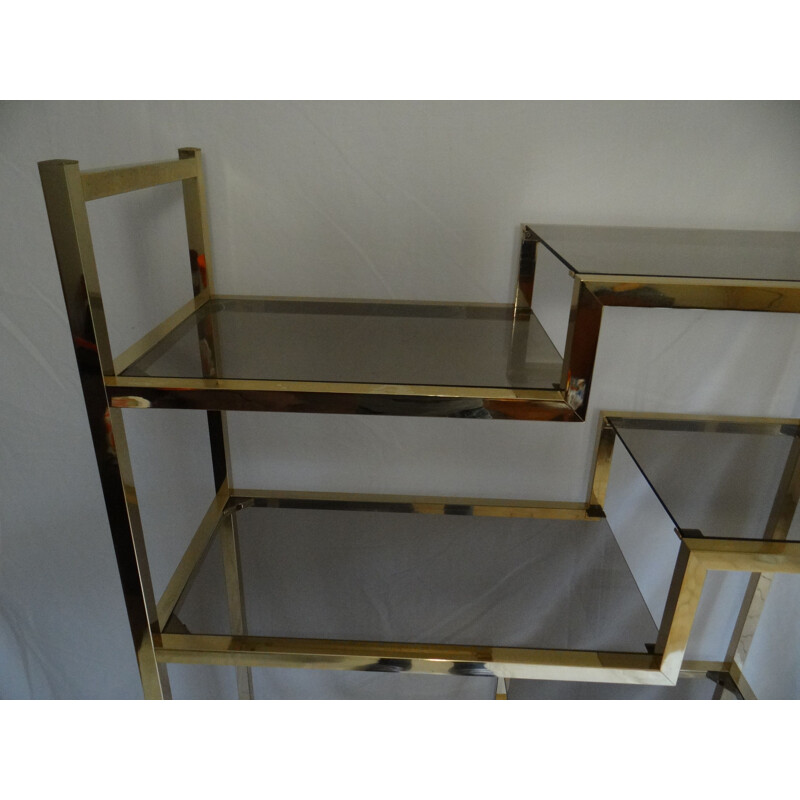 Vintage bookcase in glass and brass