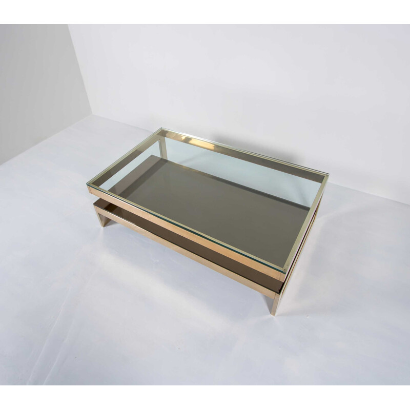 Vintage coffee table with 23 kt gold leaf by Belgo Chrome