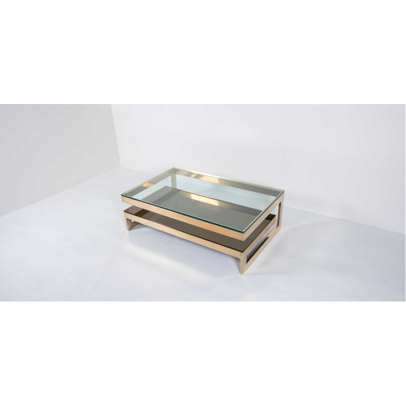 Vintage coffee table with 23 kt gold leaf by Belgo Chrome