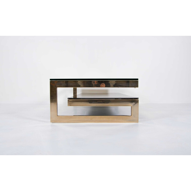 Vintage coffee table with 23 kt gold leaf by Belgo Chrome