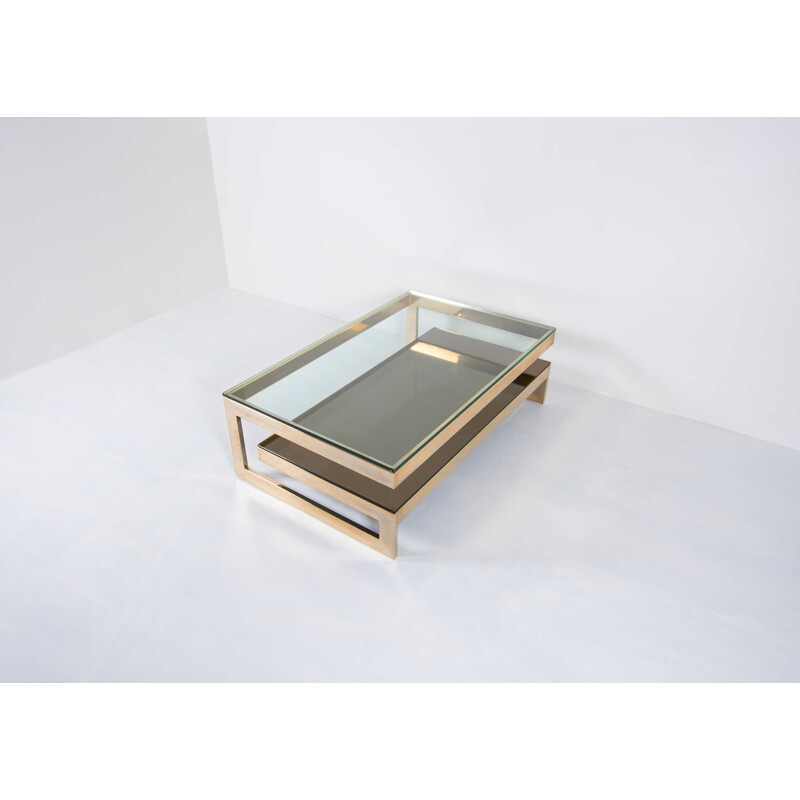 Vintage coffee table with 23 kt gold leaf by Belgo Chrome