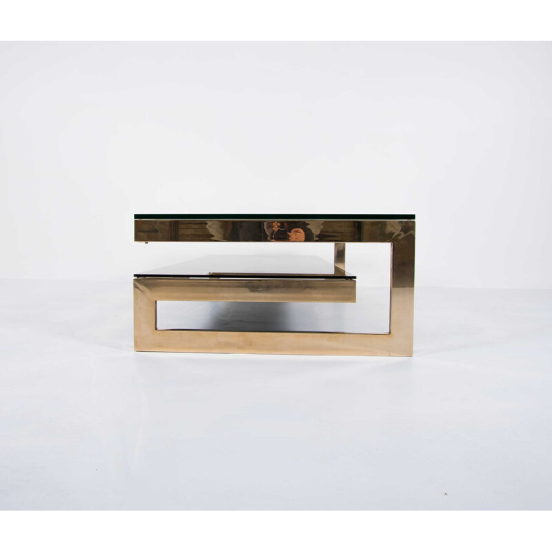 Vintage coffee table with 23 kt gold leaf by Belgo Chrome