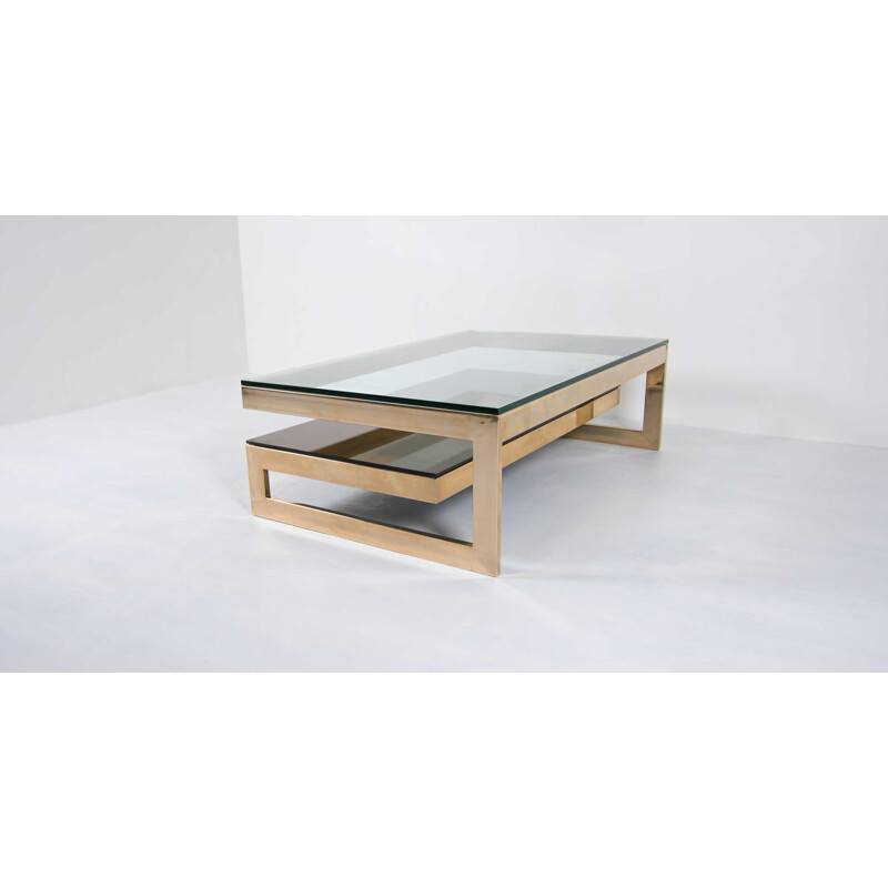 Vintage coffee table with 23 kt gold leaf by Belgo Chrome