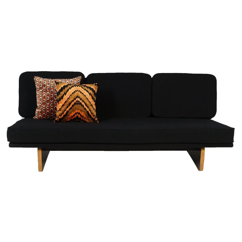 3-seater sofa model 671 in black Kvadrat fabric and wood, Kho LIANG IE - 1950s