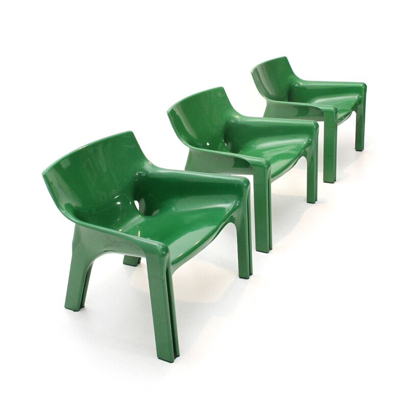 Vintage Italian green chair by Vico Magistretti for Artemide