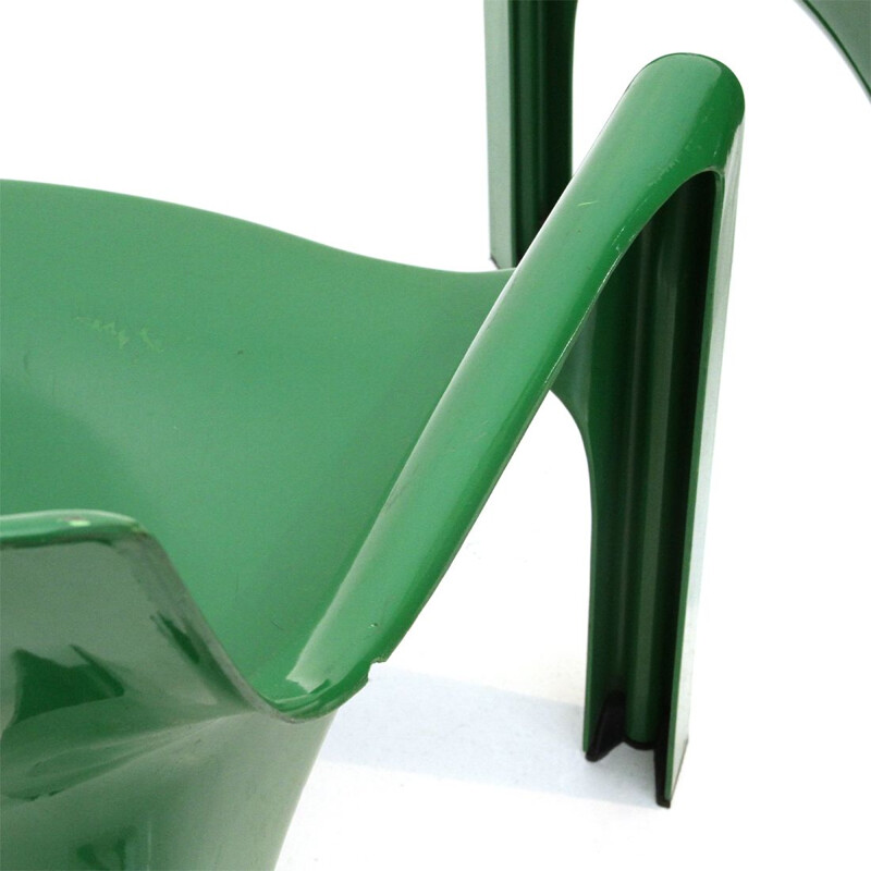 Vintage Italian green chair by Vico Magistretti for Artemide