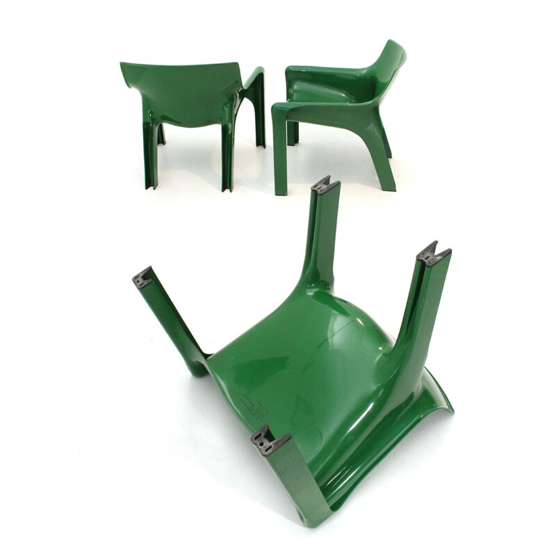 Vintage Italian green chair by Vico Magistretti for Artemide