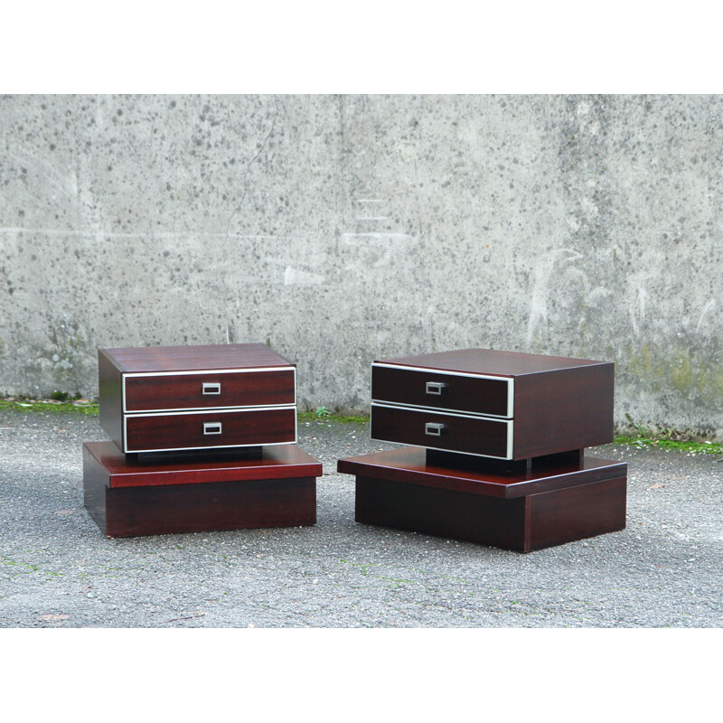 Pair of vintage wooden bedside tables 