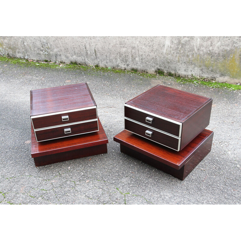 Pair of vintage wooden bedside tables 