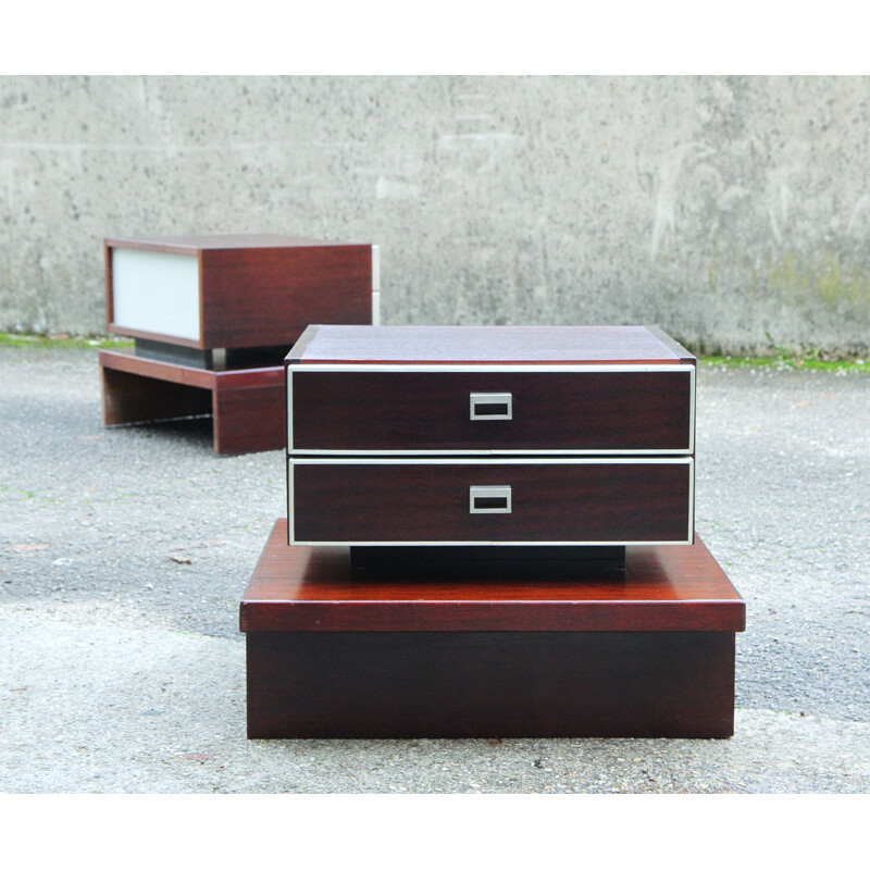 Pair of vintage wooden bedside tables 