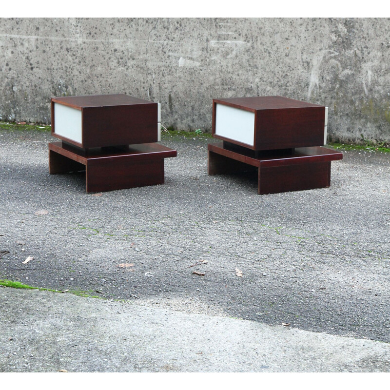 Pair of vintage wooden bedside tables 