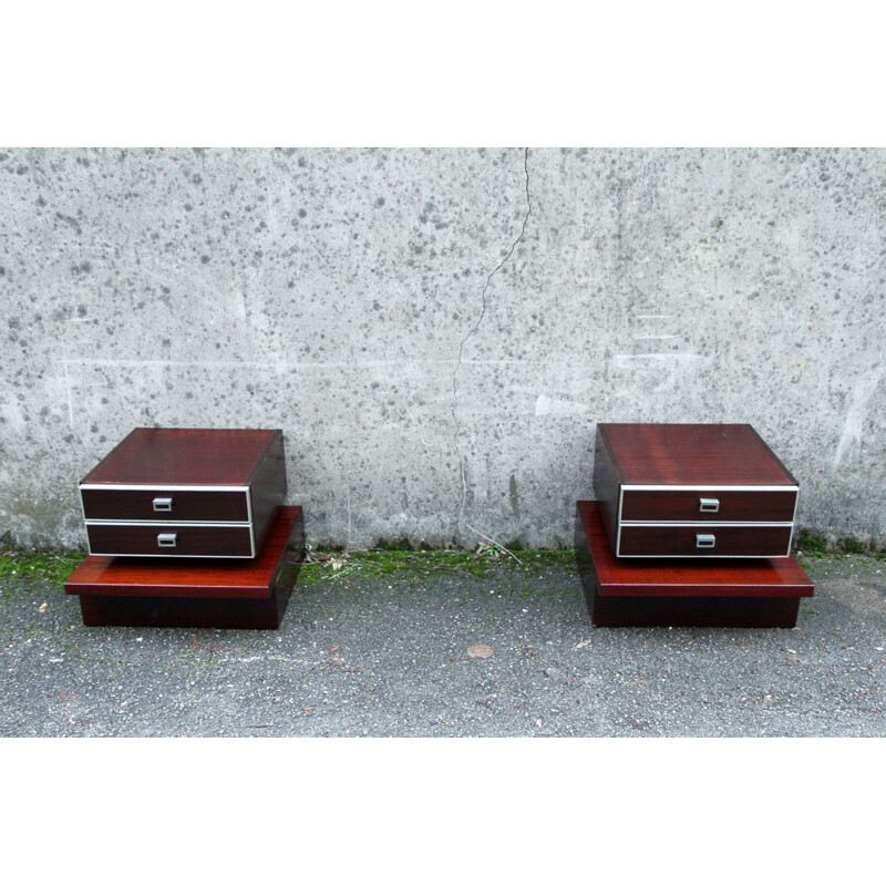 Pair of vintage wooden bedside tables 