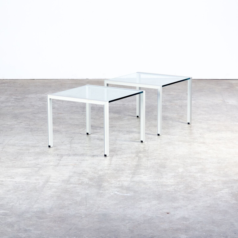 Pair of vintage side tables in aluminum