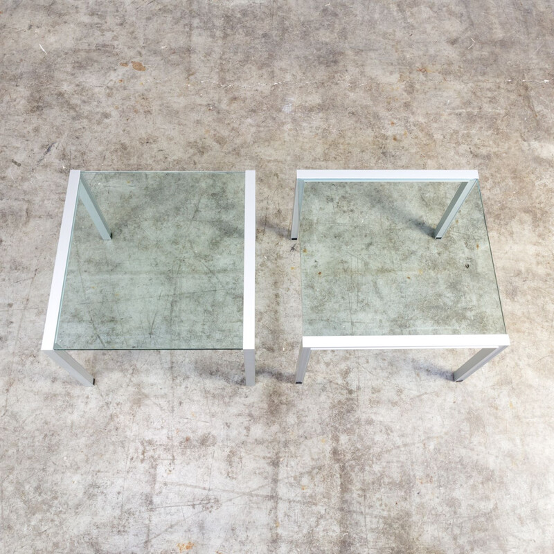 Pair of vintage side tables in aluminum