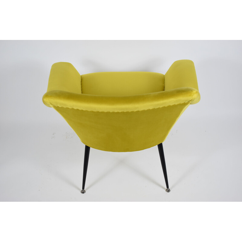 Vintage Shell armchair in yellow velvet