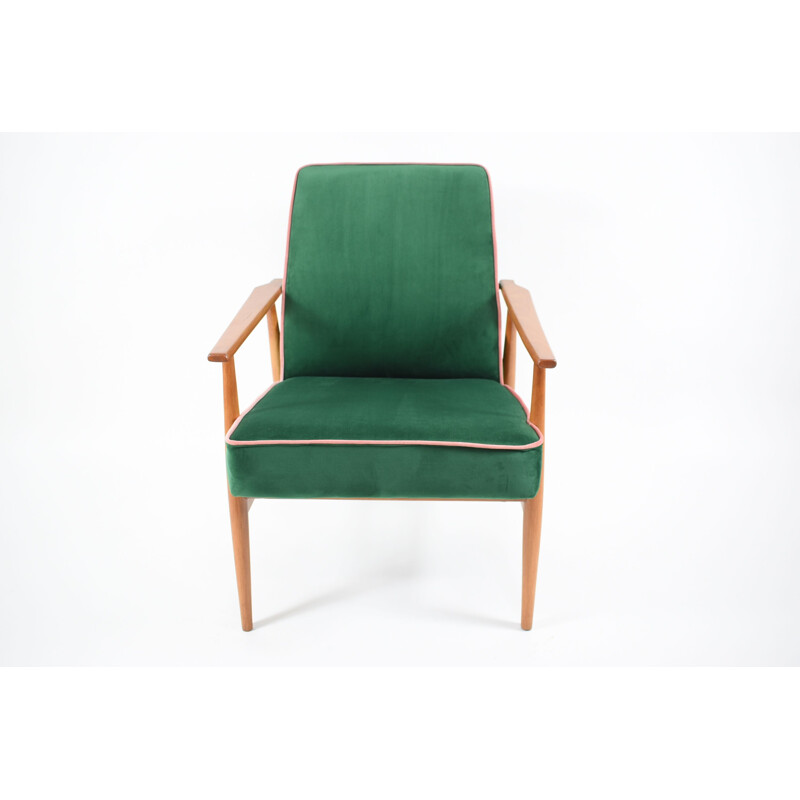 Vintage green velvet FOX armchair