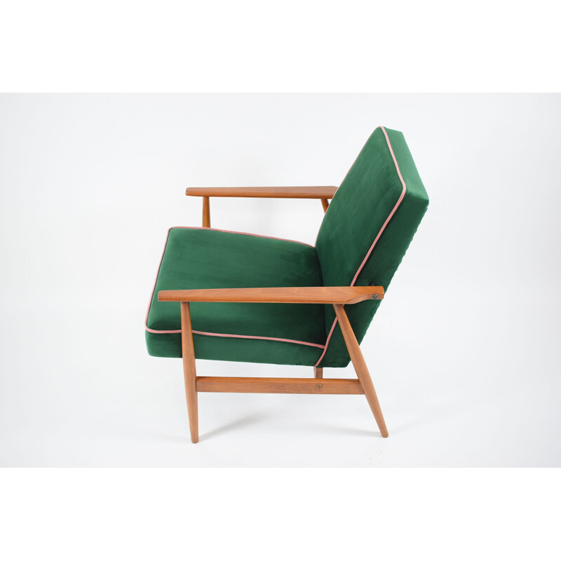 Vintage green velvet FOX armchair