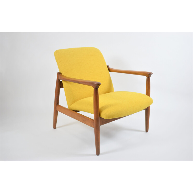 Vintage GMF armchair in yellow fabric