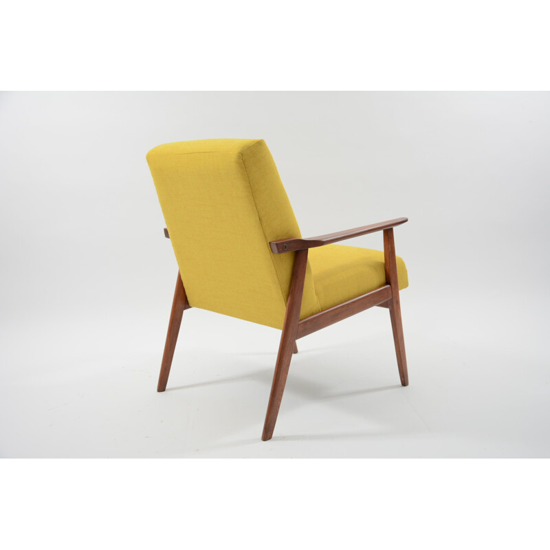 Fauteuil vintage en tissu jaune