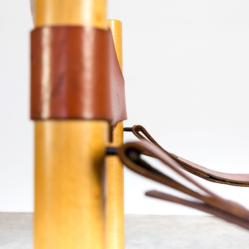 Chaise vintage en cuir marron pour Ibisco