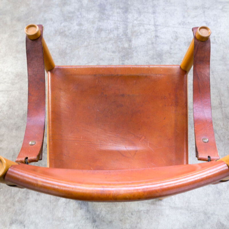 Vintage brown leather chair for Ibisco