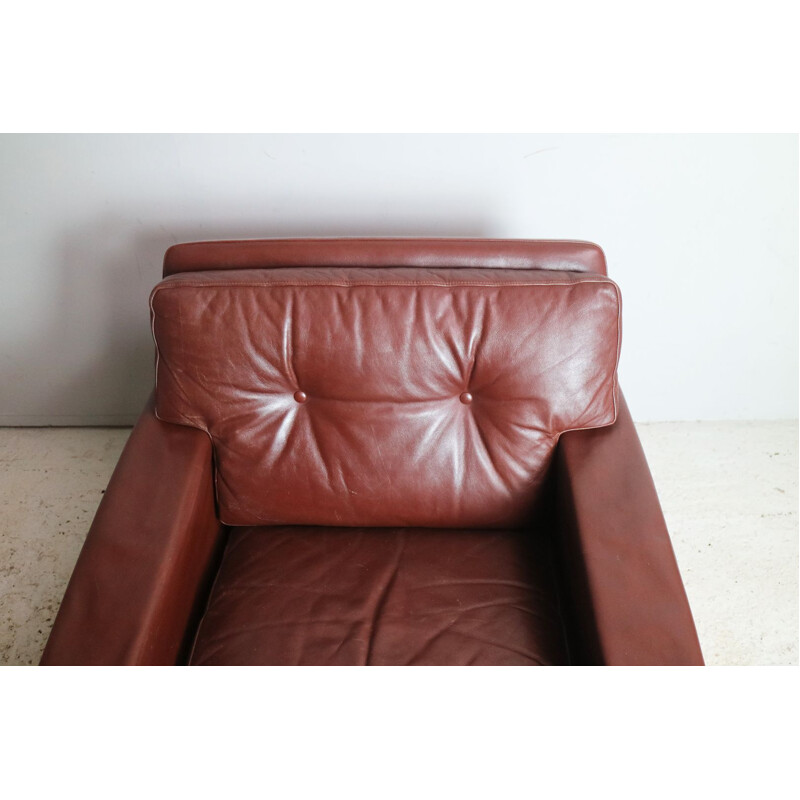 Vintage Danish armchair in brown leather