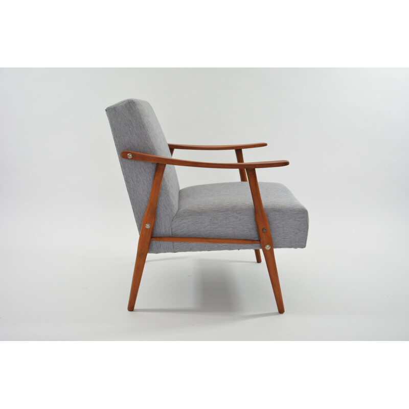 Vintage Czechoslovakian armchair in grey fabric