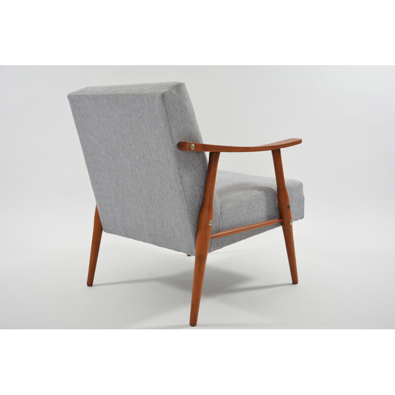 Vintage Czechoslovakian armchair in grey fabric