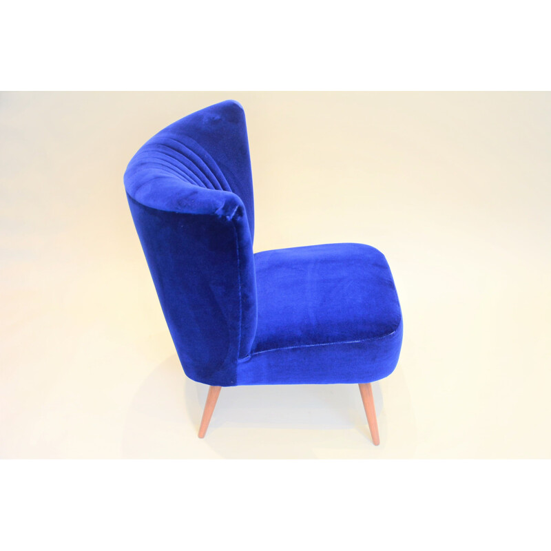 Vintage blue velvet Cocktail armchair