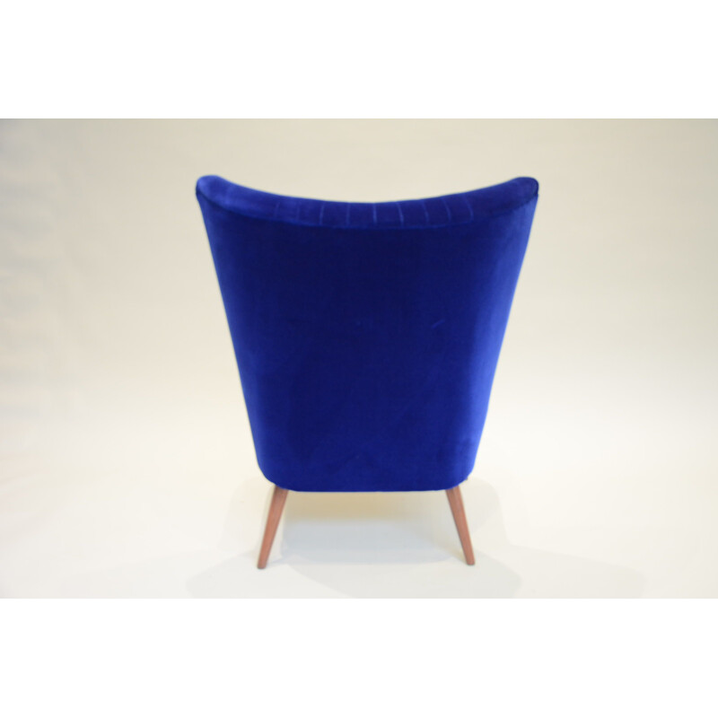 Vintage blue velvet Cocktail armchair