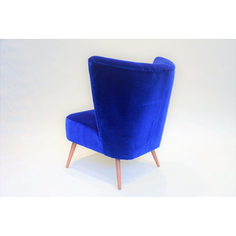 Vintage blue velvet Cocktail armchair