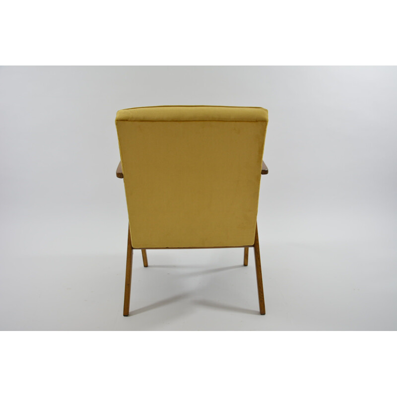 Vintage yellow velvet KOMPAS armchair