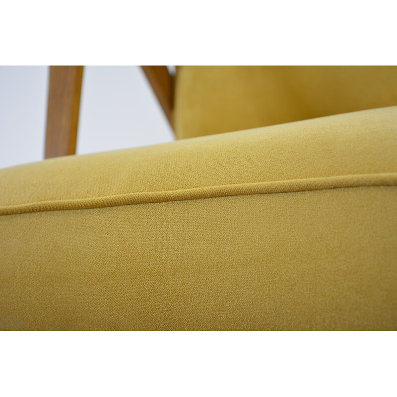Vintage yellow velvet KOMPAS armchair