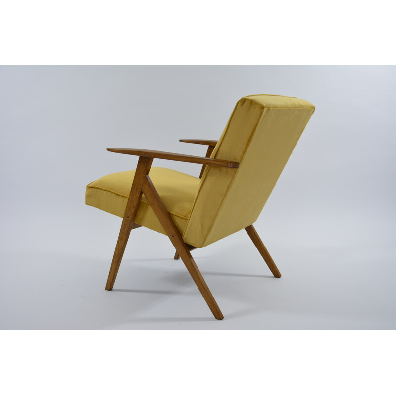 Vintage yellow velvet KOMPAS armchair