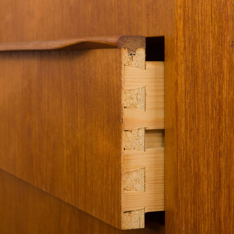 Vintage Danish teak dresser with 8 drawers