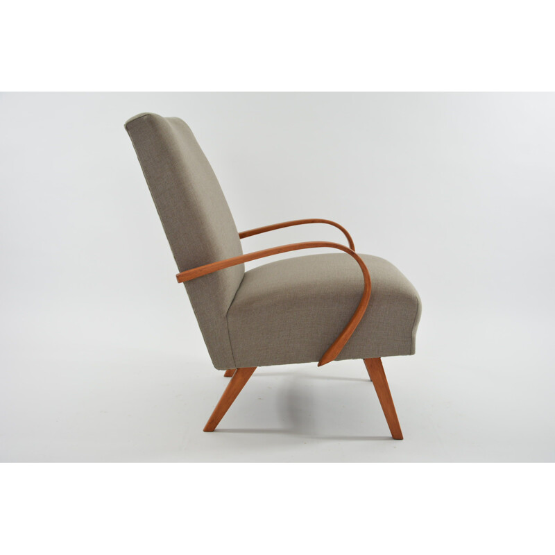 Vintage Czechoslovakian armchair in beige fabric