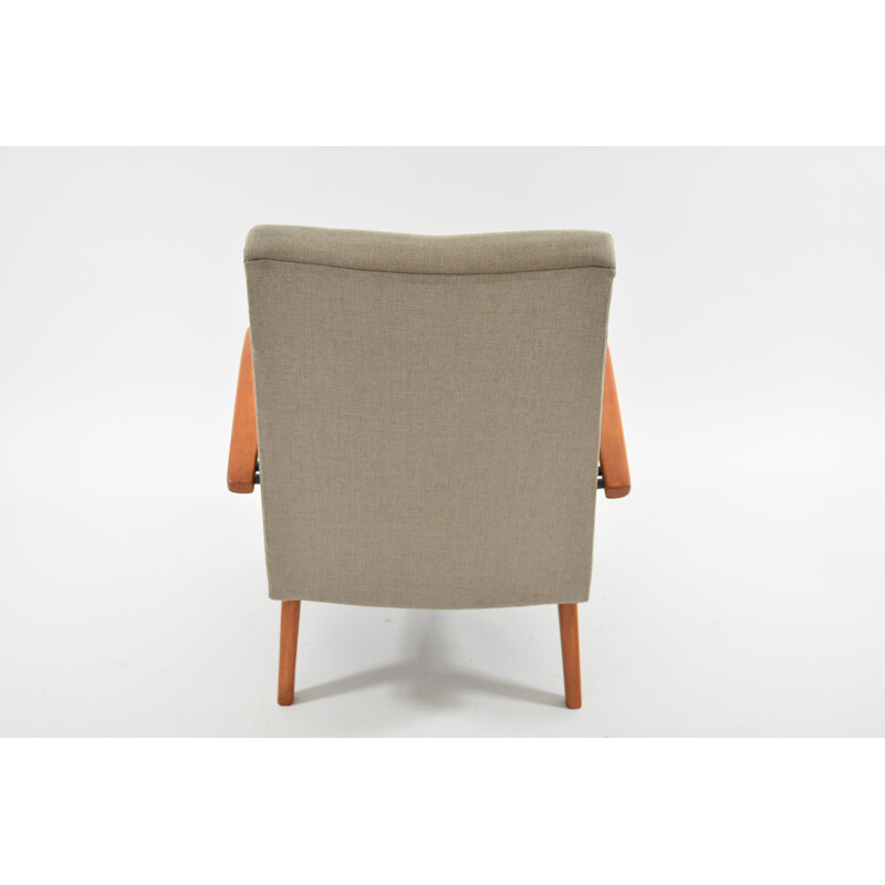 Vintage Czechoslovakian armchair in beige fabric