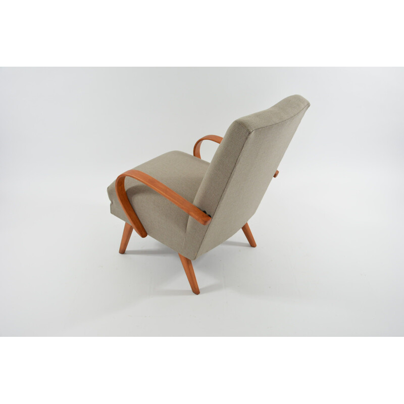 Vintage Czechoslovakian armchair in beige fabric